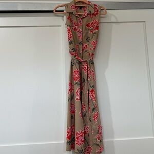 Banana Republic Red Floral Shirt Dress